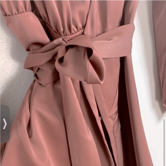 NBD Janet Wrap Long Sleeves Mini Dress in Mauve Size M - Picture 5 of 8